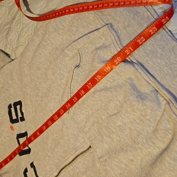 Chico's Gray and Red Embroidered Anniversary Collection Hoodie Size 2 - Picture 9 of 10